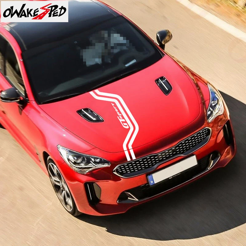 

Racing Track Graphics Car Hood Sticker For KIA Stinger GT Sport Stickers Auto Bonnet Engine Cover Decor Decals