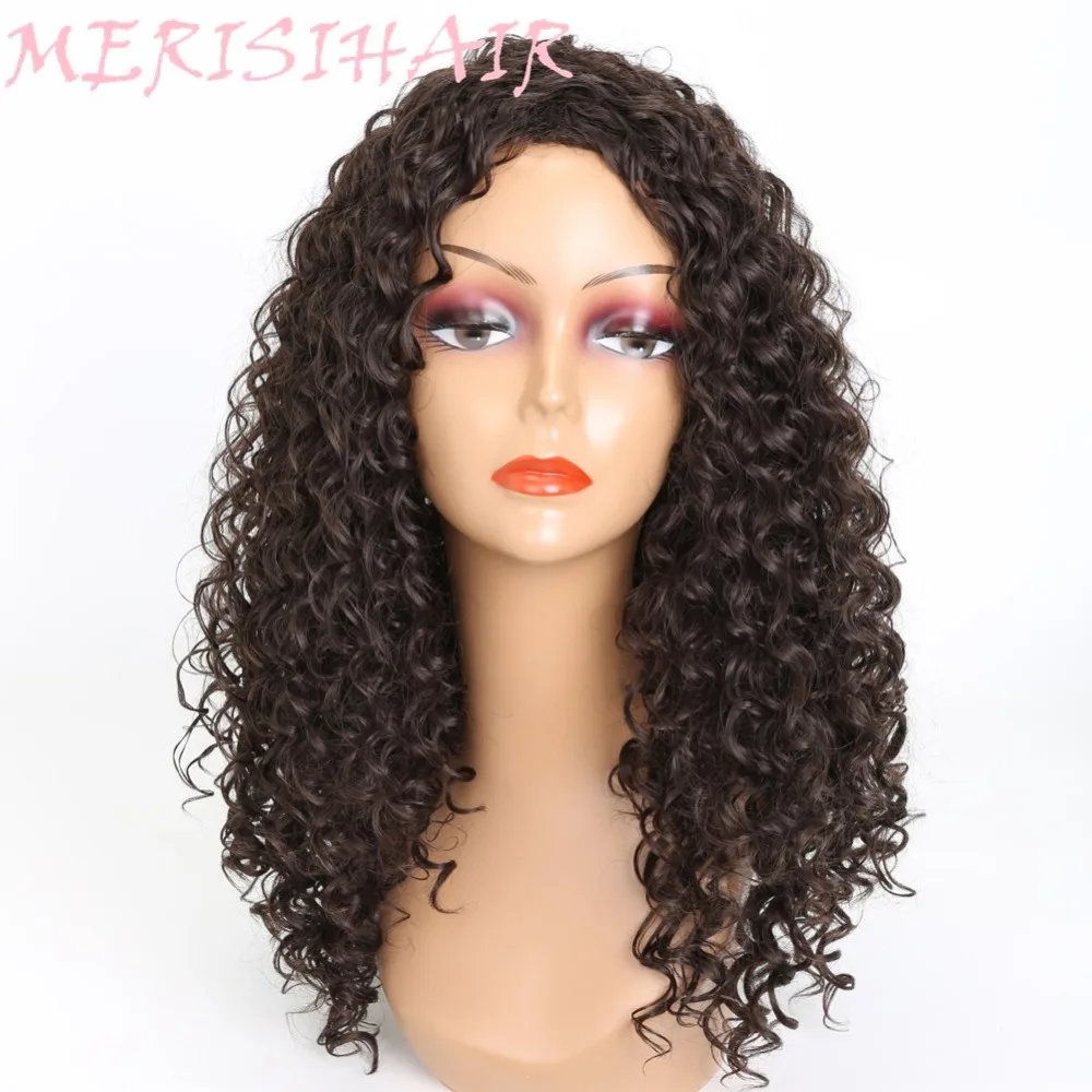 

MERISI HAIR Long Kinky Curly Black Red 3 Colors Available Synthetic Hair Wigs For Black Women Afro Hairstyle Heat Resistant