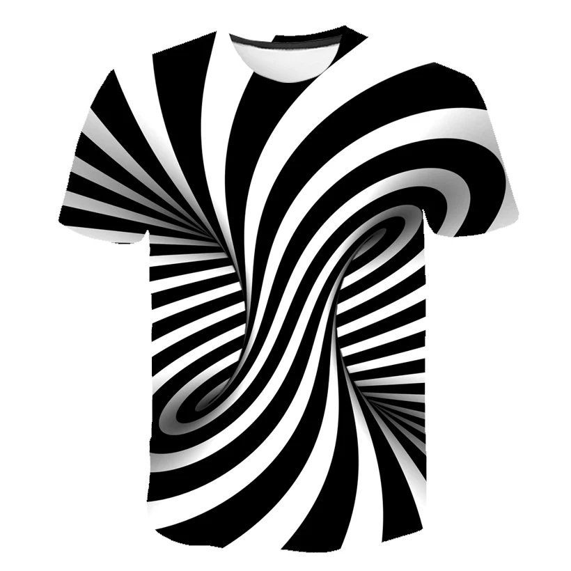 

Psychedelic T Shirt Men Black And White 3d Tshirt Punk Rock Clothes Black Hole Print T-shirt Hip Hop Mens Clothing Summer