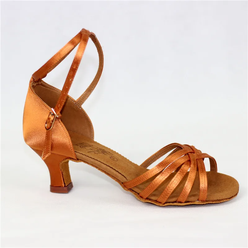 BD Dance Shoes 211 Dark Tan Black Satin Ladies Latin Dance Shoes Women