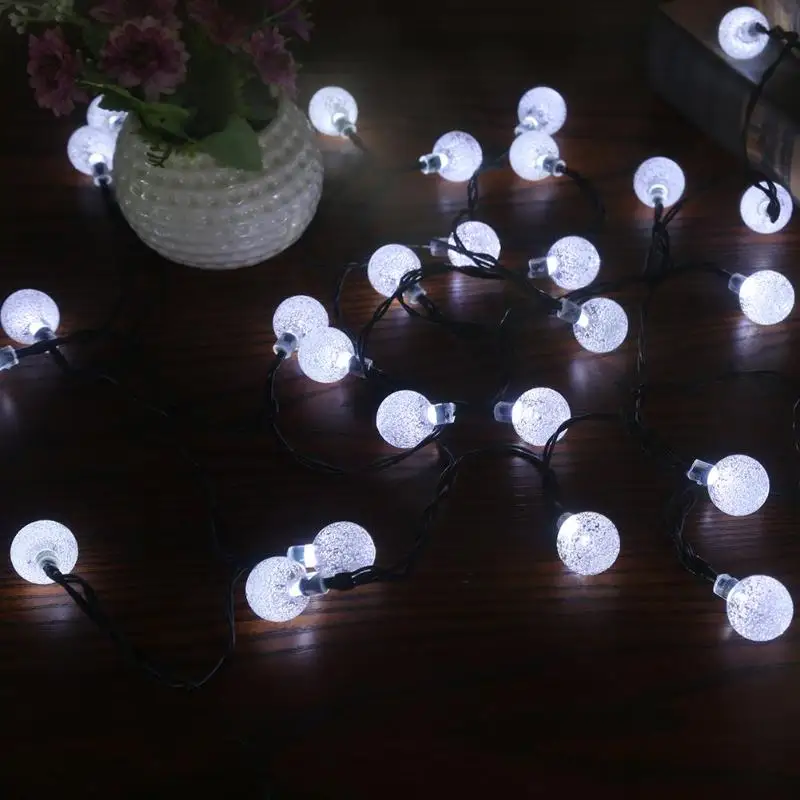 Светящаяся гирлянда с солнечной батареей 30LED круглые бусины декоративные