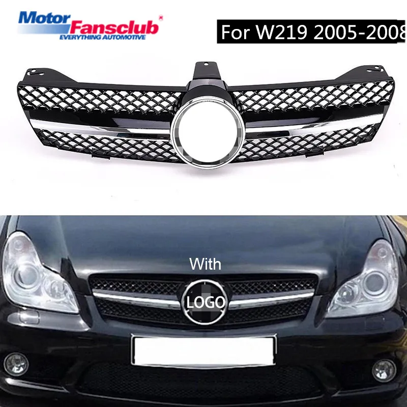 

Sliver/Black Car Racing Grille For Mercedes Benz W219 Grill CLS500 SLS600 Emblems Chrome Mesh Radiator Front Bumper Lower Modify