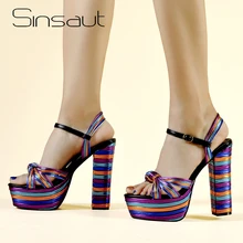 Sinsaut Summer Shoes Woman Heel Sandal High Heels Wedges Sandals Women Platform Sandals Square Heel Wedges Shoes For Women aimeigao summer wedges platform women sandals square thick heel pu leather shoes soft bottom mixed colors shoes for women