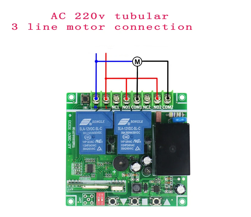 AC 220 V 380 2 CH 30A реле беспроводной пульт дистанционного управления трубчатый электродвигатель переменного тока электрическая дверь/проекционный занавес/затвор