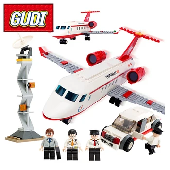 

GUDI 8911 City Airport VIP Private Jet Plane 334pcs Building Block Sets Kids DIY Bricks Educational Toys For Children Gift
