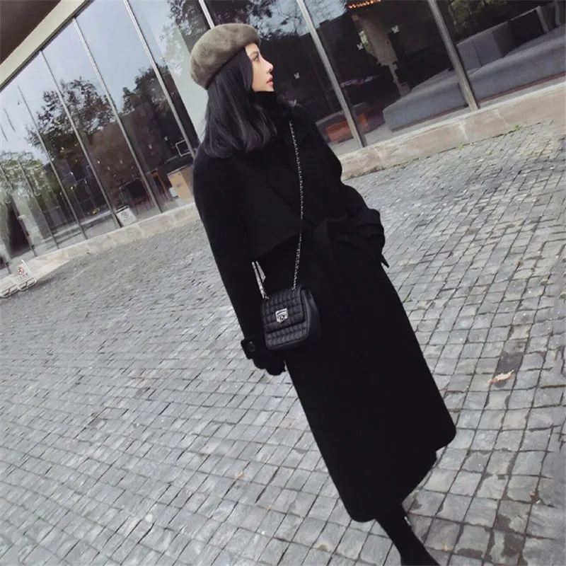 Nouvelle Longues Laine Thick Moyen Lâche À 2018 Long Femmes Dt0175 Noir Cachemire Black Manteau Mode Hiver Mince Survêtement Manches black De Veste RqgEXnwa