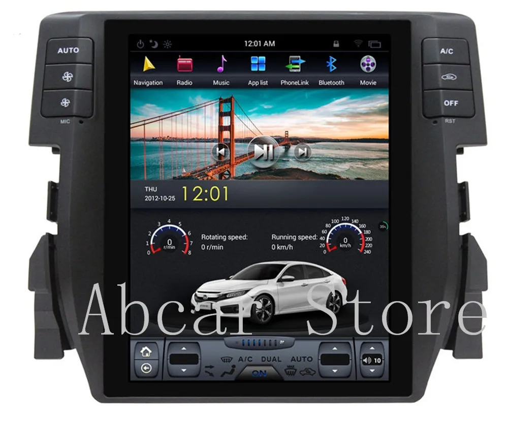 

10.4'' Tesla style Android 7.1 Car dvd player GPS Navigation For Honda Civic 2016 2017 2018 stereo radio headunit multimedia IPS
