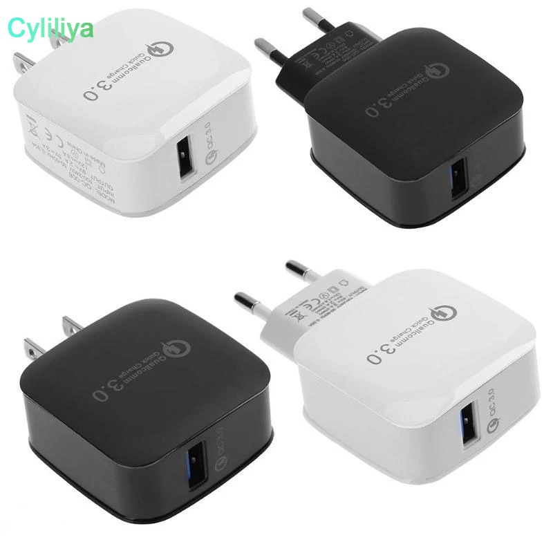 QC3.0 Adaptive Fast Charging Quick Charge Travel Adapter Home Wall Charger US EU Version For Samsung S8 S9 iPhone X Without Pack | Мобильные