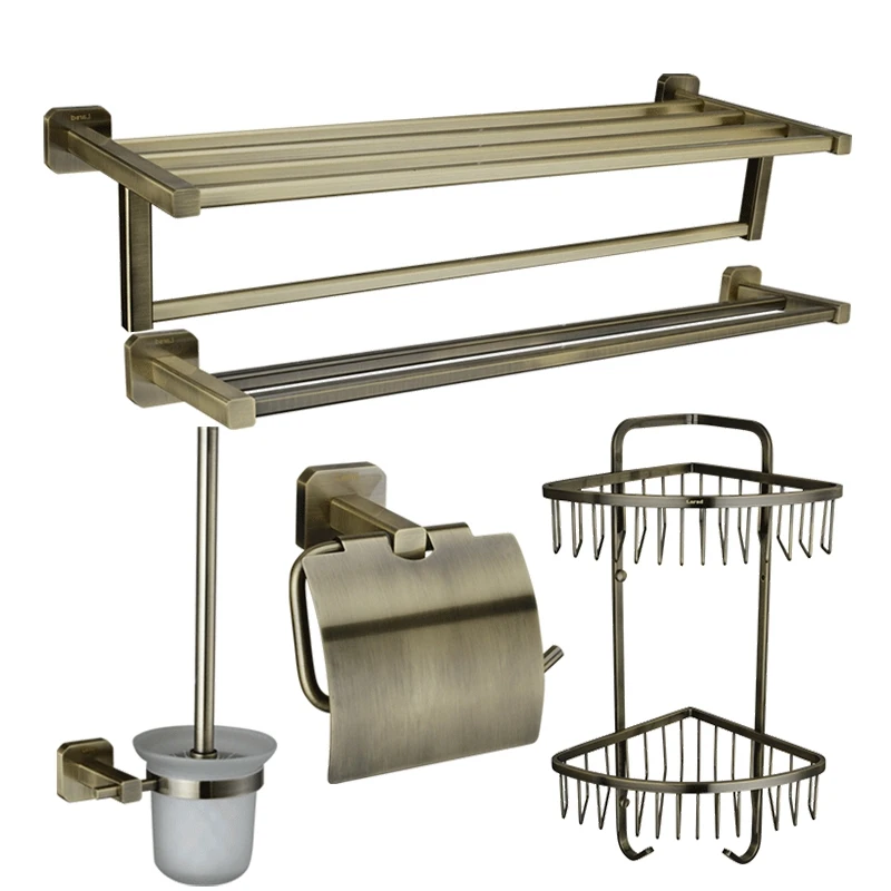 5 pz tutto il rame ottone bronzo accessori per il bagno set portasciugamani barra di tovagliolo