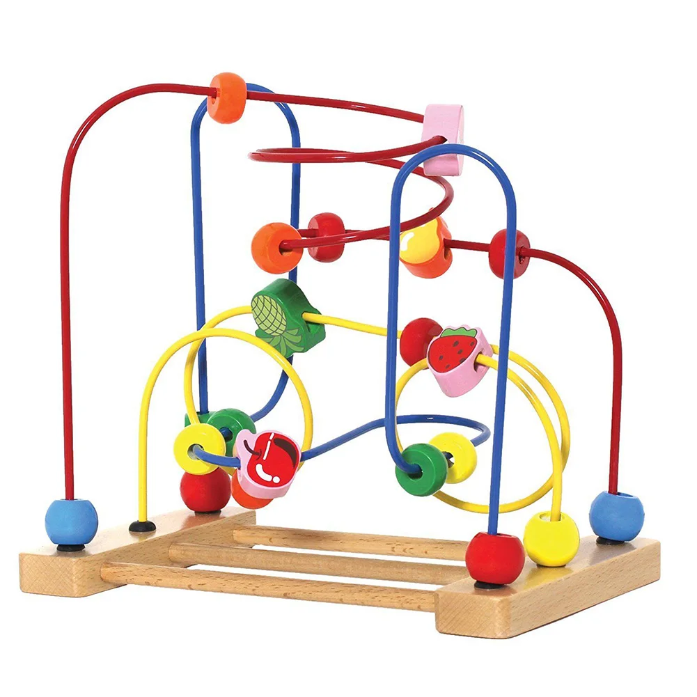 Educational Baby Kids Wooden Circle Bead Maze Toddler Intelligence Toys Gift New