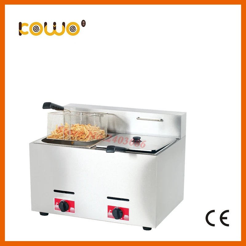 

ce rohs 16 liter square gas fryer stainless steel kitchen potato chips chicken deep frying machine double tanks food processors