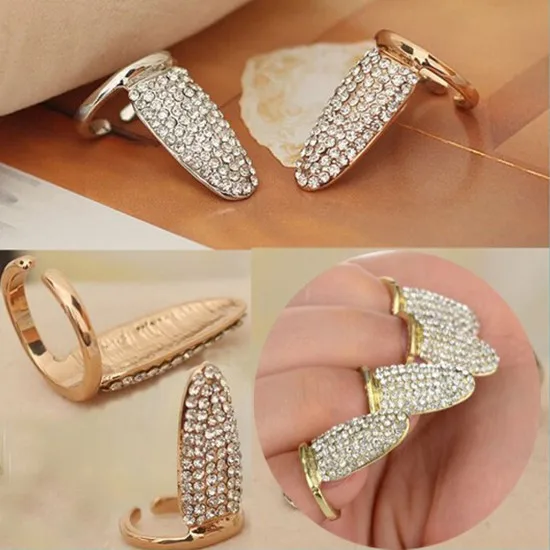 Изысканный Шарм Полный Кристалл Rhinestone ногтей Кольца милые модные ногтей кольцо для Для женщин ювелирные изделия