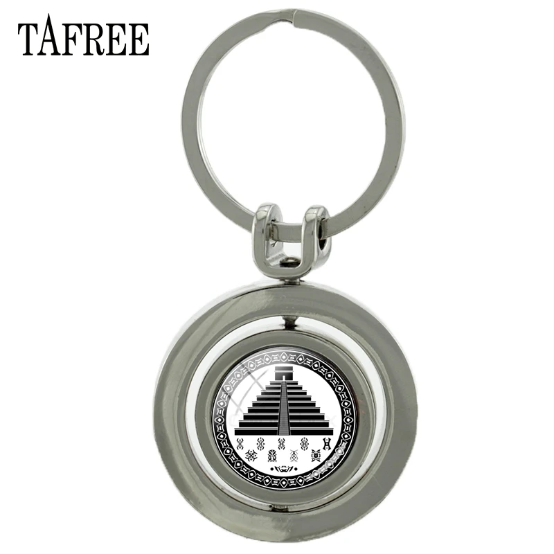 

TAFREE New Arrival Mayan Civilization Revolving Pendant Key Chain Double Sides Rotatable Keyring for Travel Souvenir CT701
