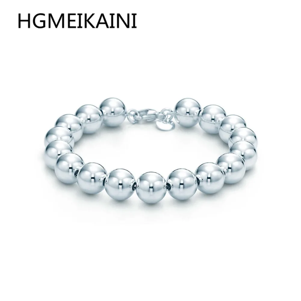 

Tiff 100% hot fashion 10 mm beads real 925 sterling silver necklace DIY fashion ladies present