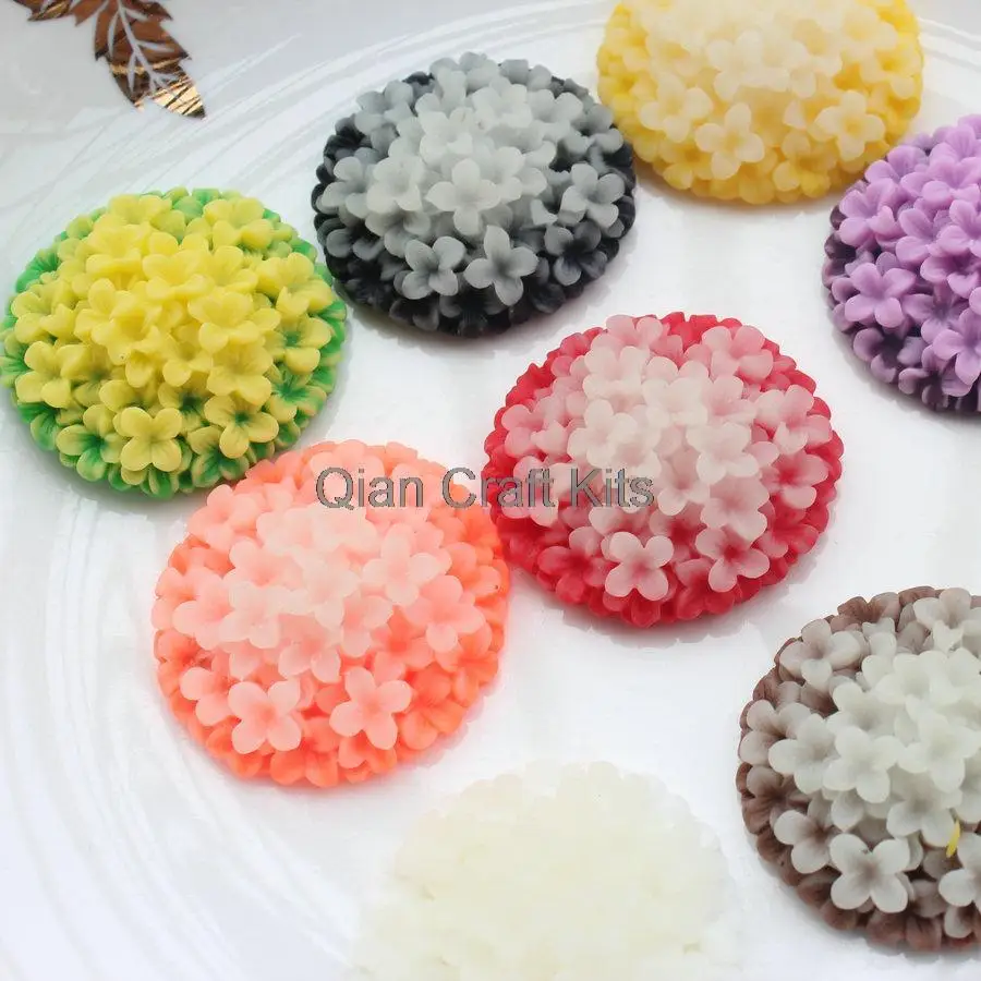 

6pcs mixed colors vintage large 38mm resin flower sakura bouquet cabochons cameo cute resin cabs