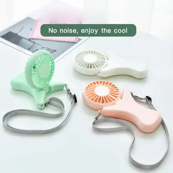 

USB Portable Hands-free Neck Hanging Fan Rechargeable Air Cooler Sports 3 gears Hand Held Desktop Electric Fan
