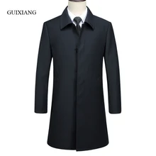 Новое поступление, стильный мужской Тренч из бутика, деловая Повседневная однотонная мужская Черная куртка на пуговицах, пальто, размер M-3XL