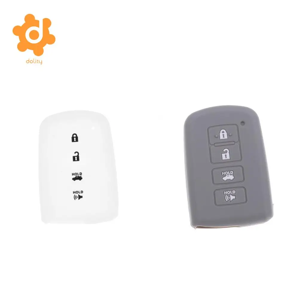 2x Silicone Car Key Shell Fob Case Cover for Toyota Avalon RAV-4 Clear+Gray