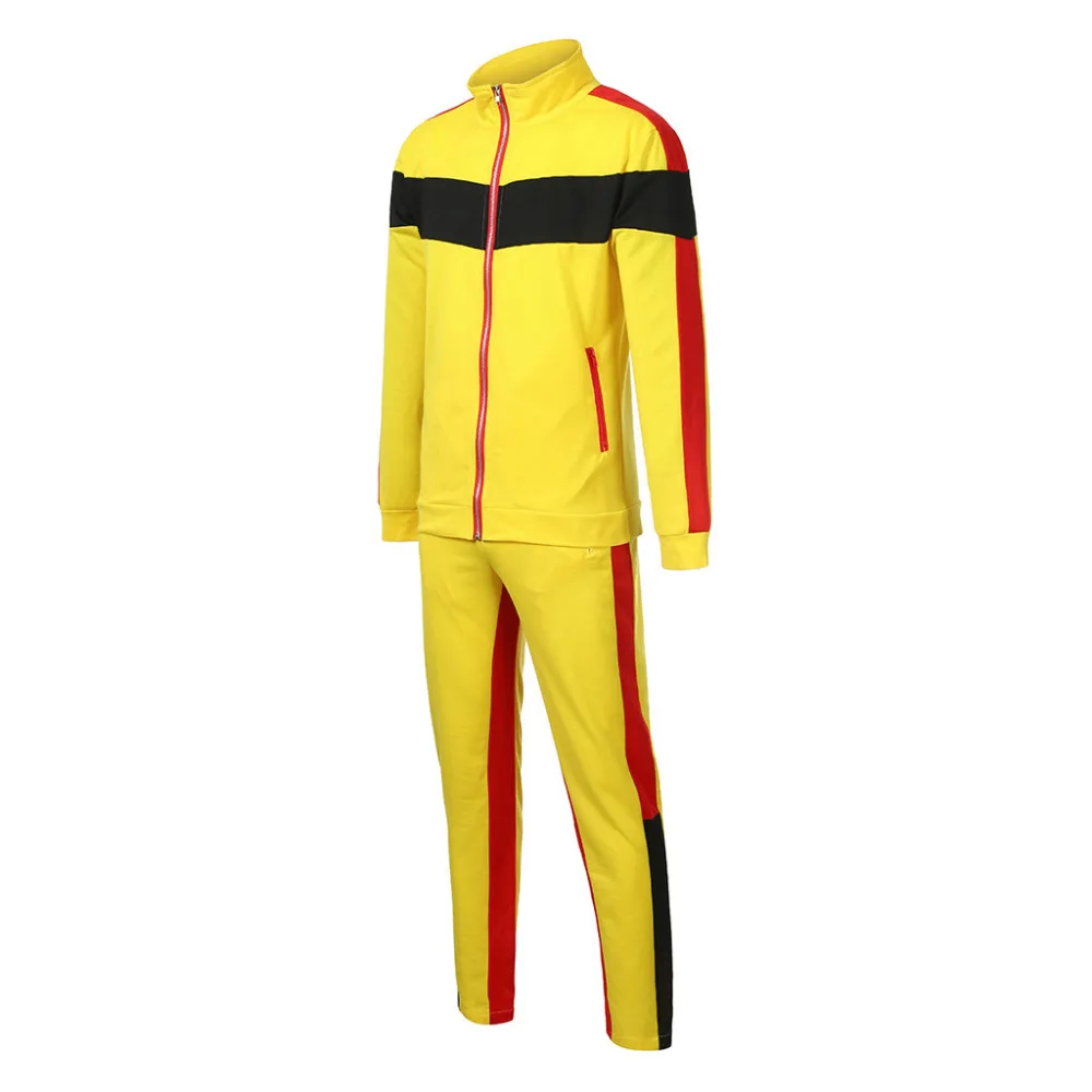 2019 Men's New Fashion Summer Sport Large Size Stitching Color Strip Zipper Pocket Casual Sports Suit tracksuit men tracksuit