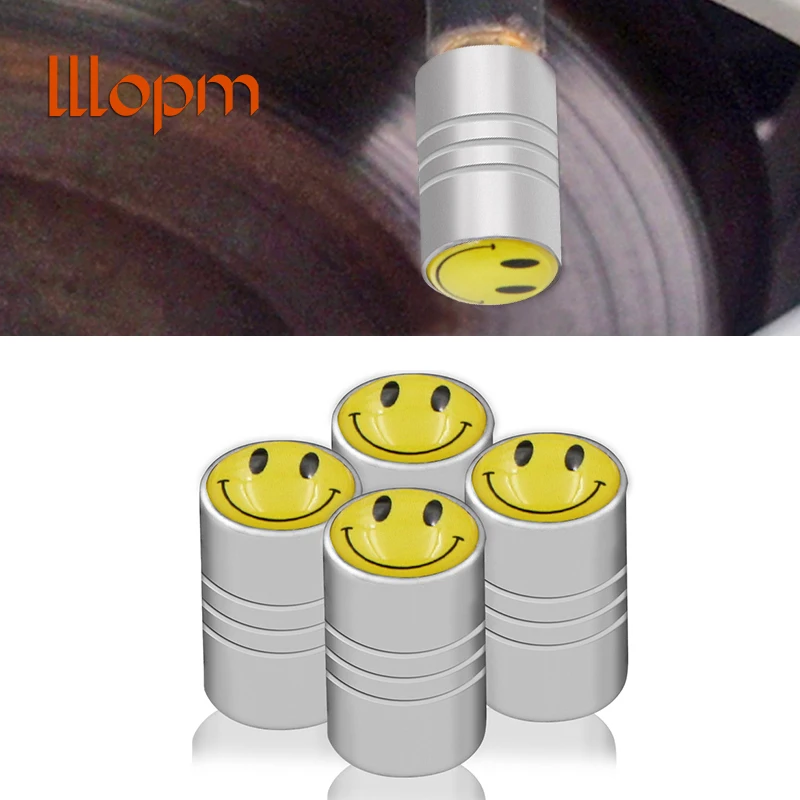 4pcs car styling metal Car Wheel Tire Valve Cap Car badge Emblem Smile Emblem For Volkswagen Golf Polo Passat  Car Accessories