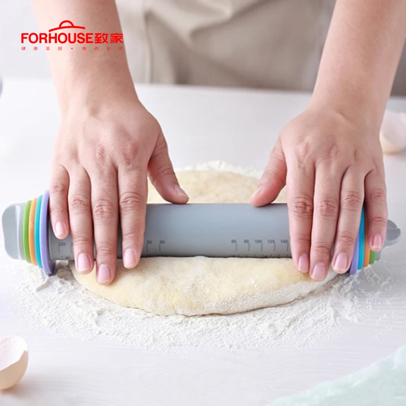 

Food Grade Silicone Rolling Pin Fondant Paste Cake Roller Cake Bakeware Tool Baking Pastry Tools