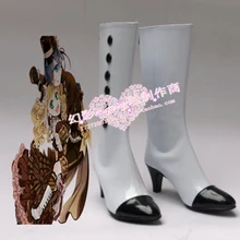 Черный Батлер ciel белый ботфорт Косплэй Обувь Сапоги и ботинки для девочек на заказ