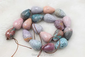 

ocean agate drop faceted 15*20mm 15" for DIY jewelry making loose beads FPPJ wholesale beads nature gem stone coral