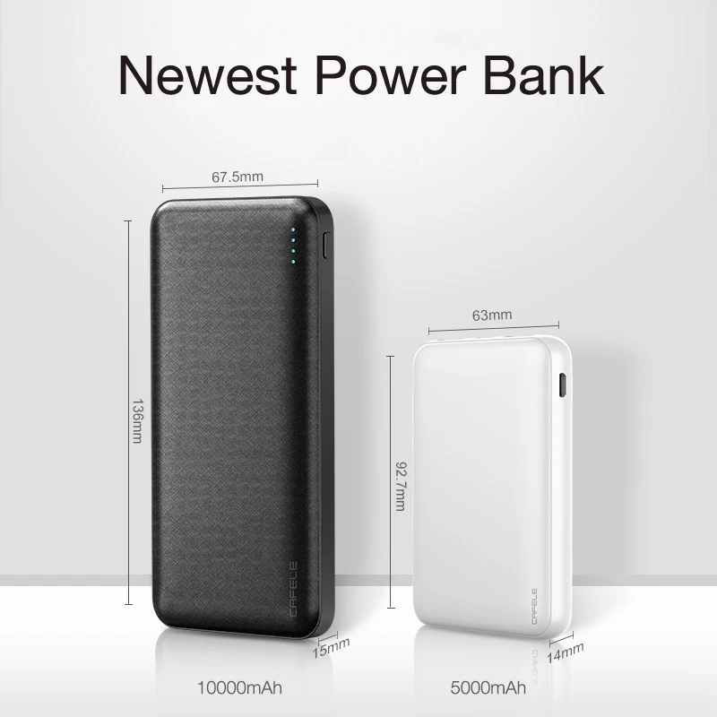 

Cafele 10000mAh Power Bank Portable Charger External Battery Pack For iPhone Xiaomi mi Dual USB C Powerbank Ultra Thin Poverbank
