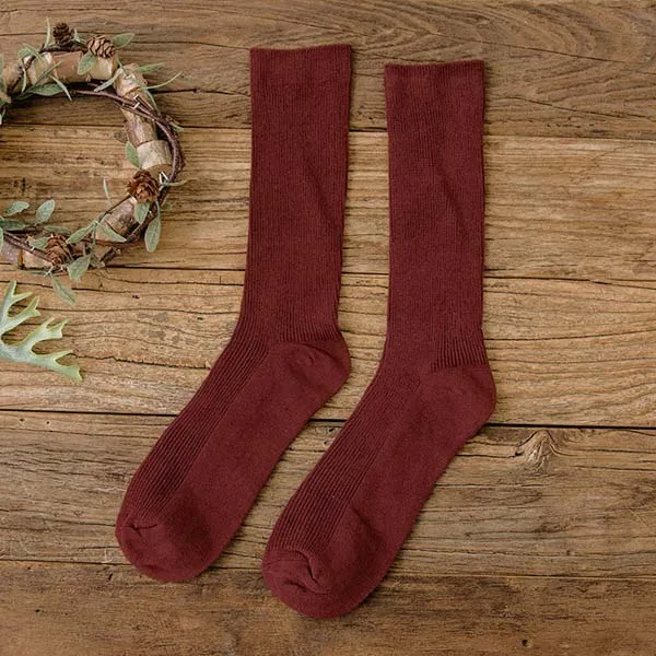 Винтажные женские носки, повседневные хлопковые носки, модные женские теплые длинные носки для женщин, 3 пар/лот = 6 штук - Цвет: Red Wine