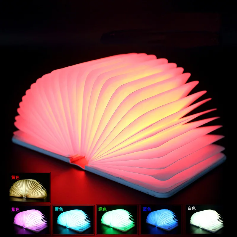 Creative colorful folding book lights color leather mini books the lamp ...