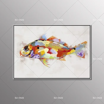 

Free Shipping Skills Artist Handmade High Quality Abstract Animal fish Oil Painting Pop Art Painting For Living Room Decoration