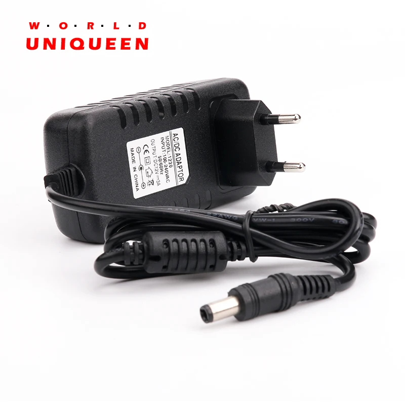 

European regulations led strip light power supply AC110-24V input to DC12V output, 3A max with 2.5 DC socket