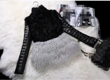 

Autumn and winter new Korean version of imitation wool fur plus cotton women fashion fur coat PU sleeves