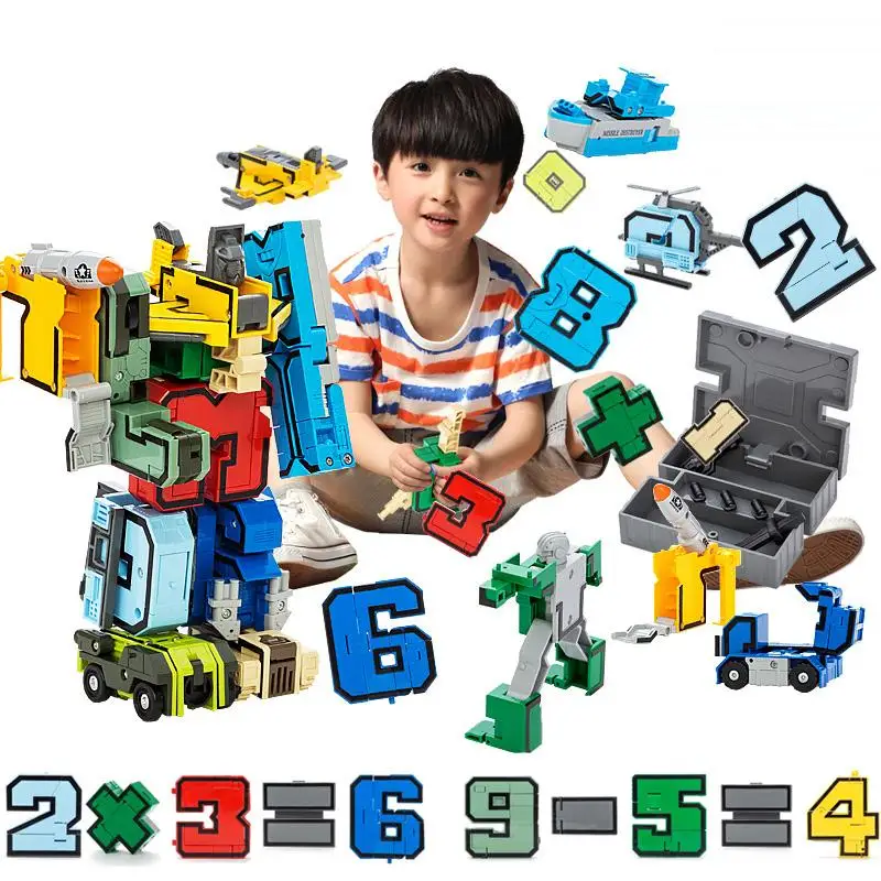 

15pcs/set Digital DIY Building Blocks Assembly Deformation Robot Number Transformation Math Letters Montessori Educational Toys