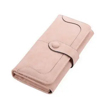 

ISKYBOB Fashion Retro Matte Stitching leather Wallet Women Long Purse Clutch Women Casual Hasp Dollar Price Wallet Handbag