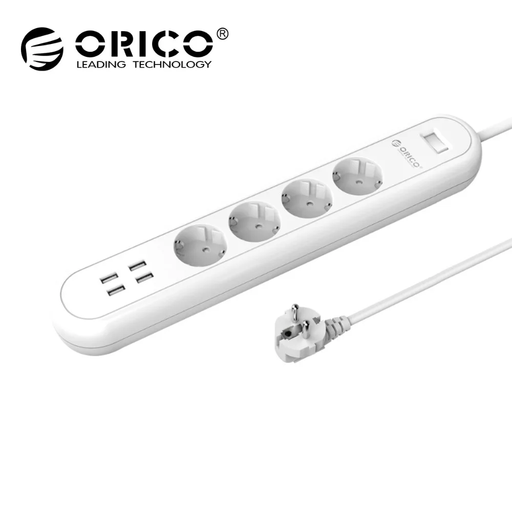 Pаспродажа ORICO 4AC розетки выход с 4 Зарядка через usb порты Max 5V2. 4A USB расширение электрическая розетка для офис мощность полосы