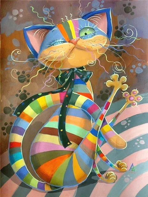 HUACAN полная квадратная Алмазная Картина Вышивка крестом кошки Алмазная вышивка мозаика рукоделие подарок животное - Цвет: FA1-4200