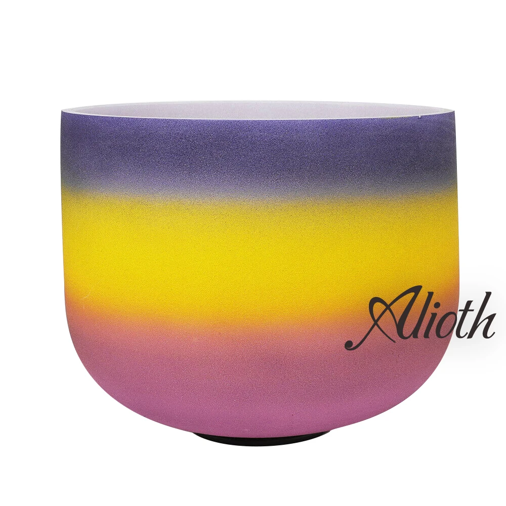 

10 Inch Outside Rainbow Colored A Note Crystal Singing Bowl for Third Eye Chakra Balancing/Yoga/Meditation/Sound Therapy
