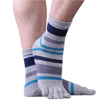 

1 Pairs Men Boy Cotton Sports Socks Five Finger Toe Striped Warm Football Basketball Profession Outdoor Running Sports Socks