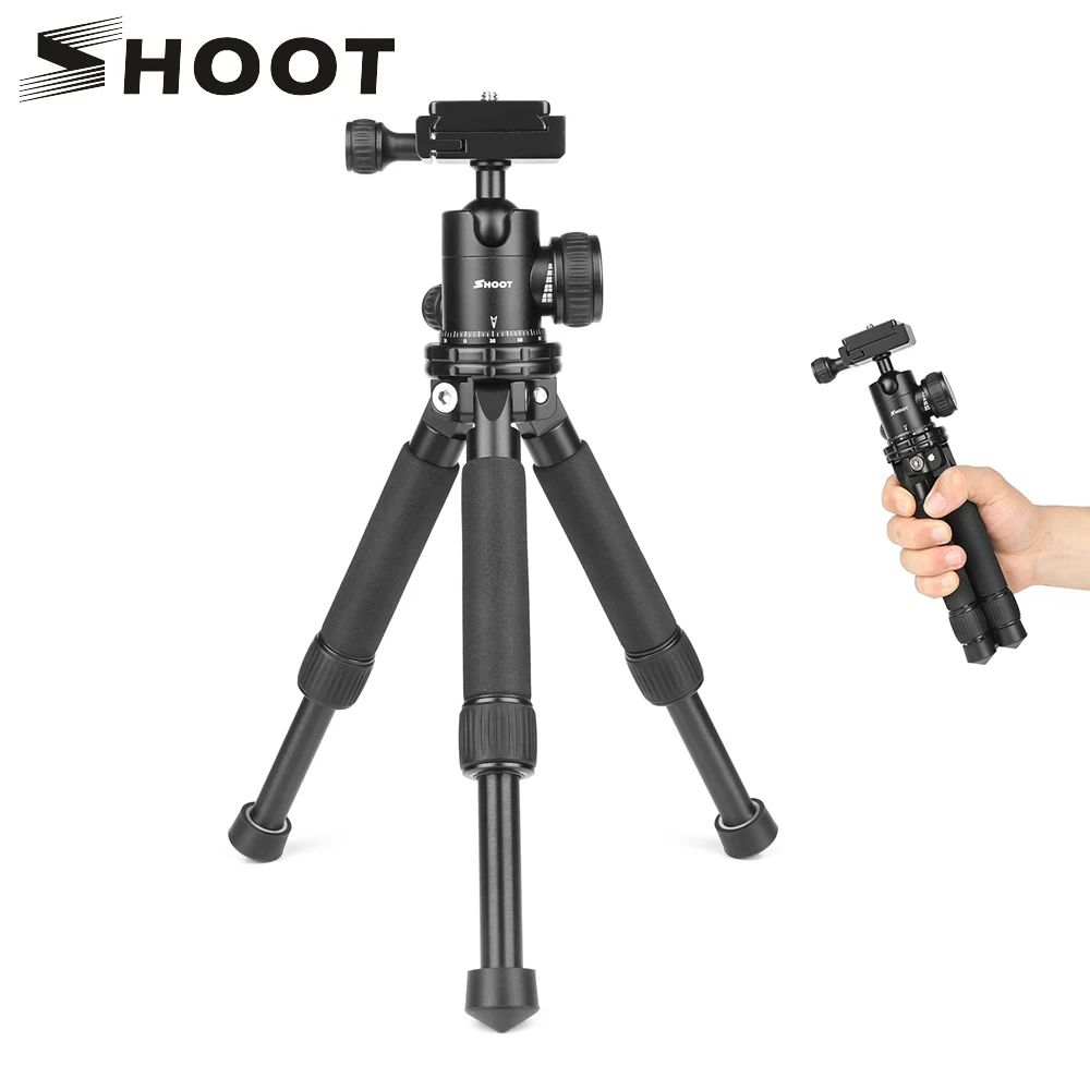 

SHOOT Mini Portable Camera Tripod Adjustable Stable Tabletop Desktop Tripod for Canon Nikon Sony Go Pro 7 6 Stand With Ball Head