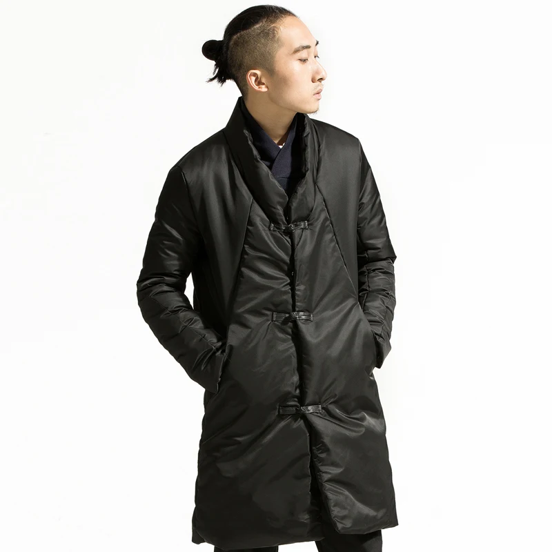 

Xi Feng original China wind season cotton padded winter men's long, thick cotton padded jacket Mens Chinese Retro