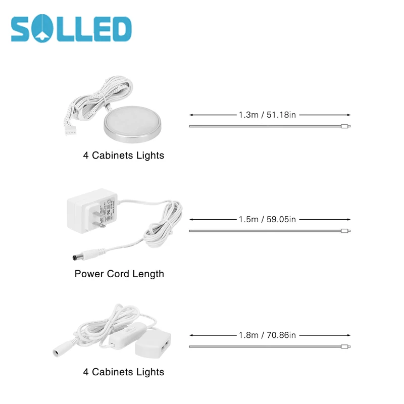 SOLLED набор из 4 под шкаф свет комплект 18 светодиодов шайбу лампы три цвета для под Кухня Дисплей гардероб книги полки