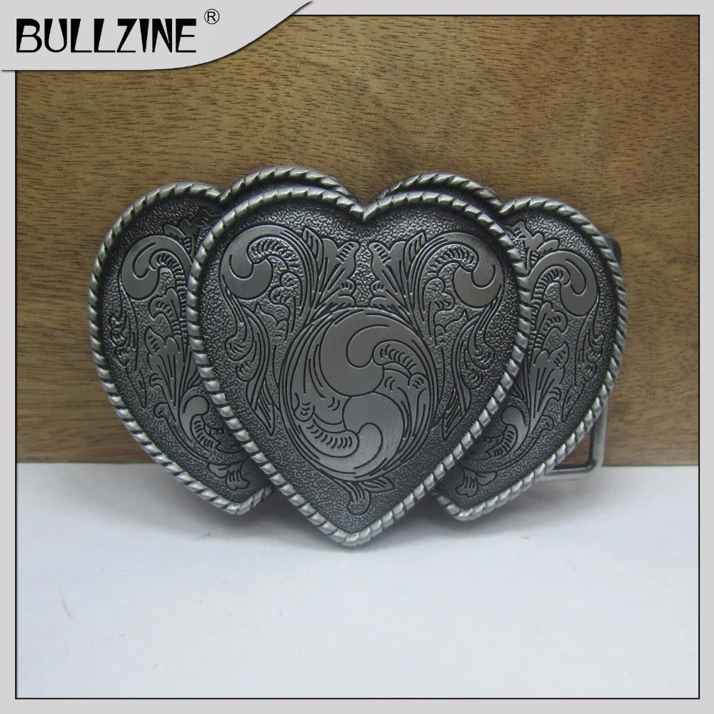 

The Bullzine heart belt buckle with pewter finish FP-03668 with continous stock