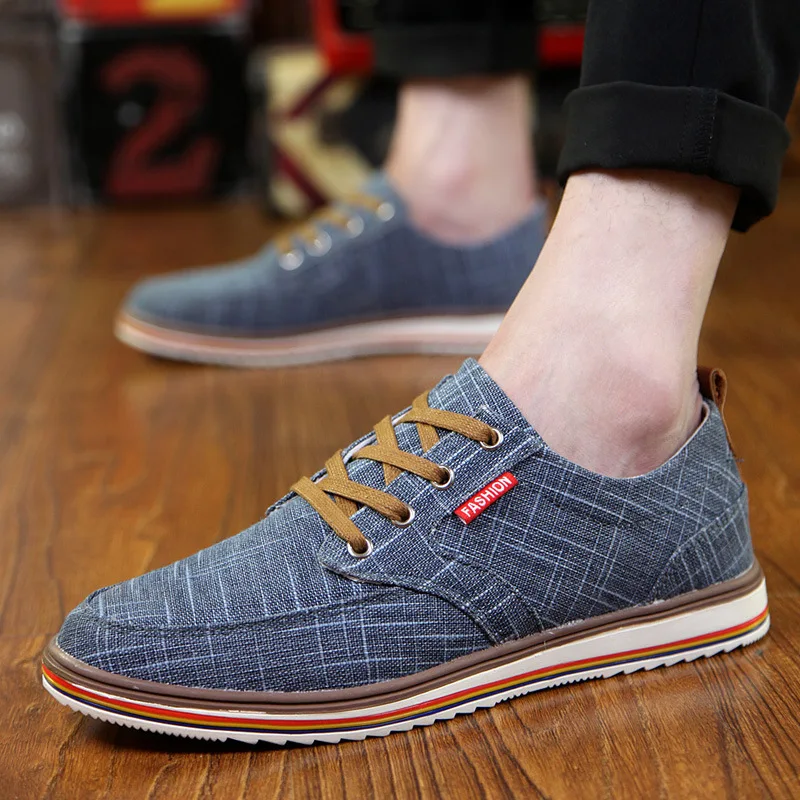 

2019 summer new men's canvas shoes Korean casual men's shoes large size low to help the trend of student shoes