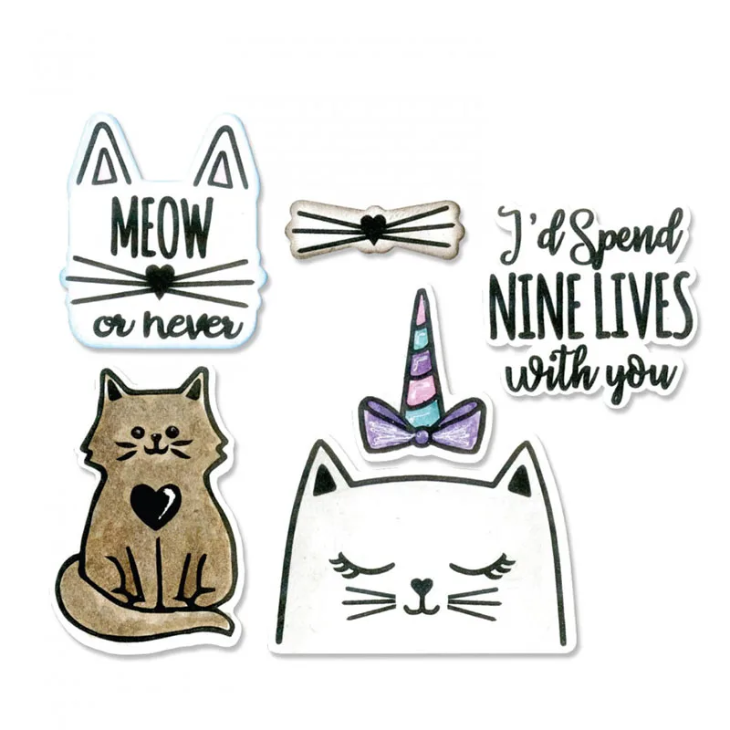 

Cute Meow Cat Metal Cutting Dies And Stamps Set For DIY Scrapbooking Embossing Paper Cards Making Decorative Crafts New 2018
