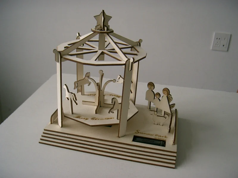 DIY деревянная солнечная merry-go-круглая вихрегига игрушечная карусель Для Друзей Дети лучший подарок Рождественский подарок игрушка