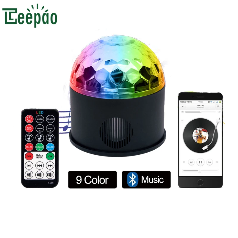 

Disco Ball DJ Light Blutooth Speaker USB Charging Party Lights 9 Colors Strobe Crystal Magic Lamp For Home Party Wedding Club