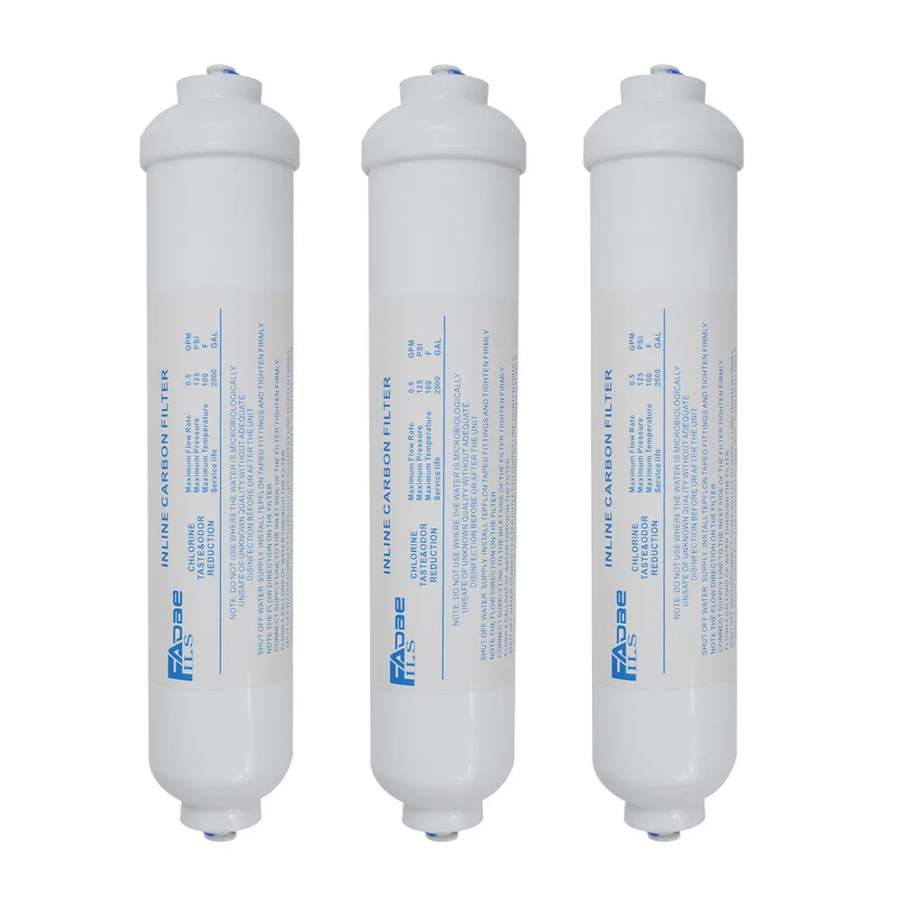 3 шт 10 "Inline кокосовый уголь GAC почтовый фильтр 1/4" Быстрый нажимное соединение для льда и холодильник, Диспенсер фильтр для воды