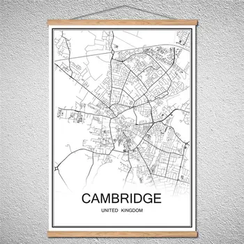 

CAMBRIDGE World City map Customized PatternAbstract print picture Oil Painting Modern poster With Frame Canvas Cafe
