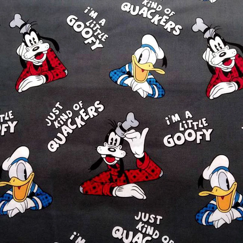 

Good Dark Grey Bottom Cotton Fabric Cartoon Goofy&Cute Duck Printing Fabric Sewing Material DIY Children Clothing wide 140cm
